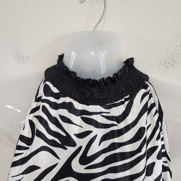 John Paul Richard Zebra Print Sleeveless Blouse Black White Mock Neck Sz Small - Picture 6 of 9